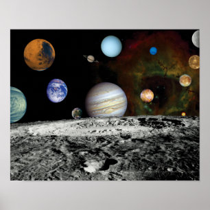 太陽のSystem Voyager Imagesモンタージュ宇宙写真 ポスター