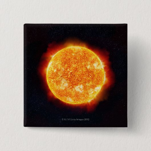 太陽は星に太陽の対してフレアを示す 缶バッジ (正面)