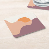 太陽は紫の丘の後ろに下る スクエアペーパーコースター (アングル)