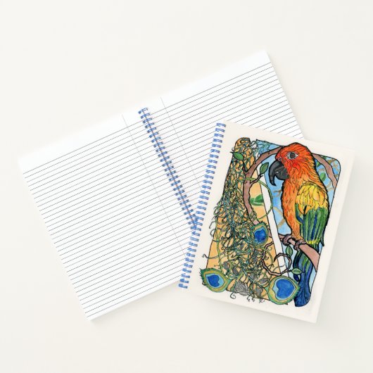 太陽は羽とヒマワリの種で構成 ノートブック (内部)