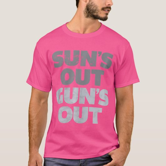 太陽は銃を持ち出している動揺して Tシャツ (正面)
