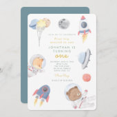 太陽へののまわりに最初の旅宇宙最初の誕生日 招待状 (正面/裏面)