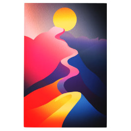 太陽への道 – 抽象芸術鮮やか山 メタルプリント