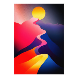 太陽への道 - 華やかな抽象的な山 フォトプリント