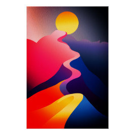 太陽への道 - 華やかな抽象的な山 ポスター
