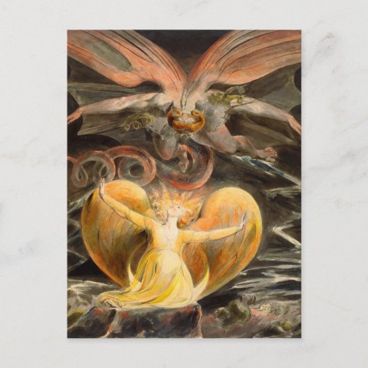 太陽をまとった女と赤い龍 ポストカード (正面)