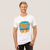 太陽をスパイク:夏のバイブが爆発 トライブレンドTシャツ (正面全面)