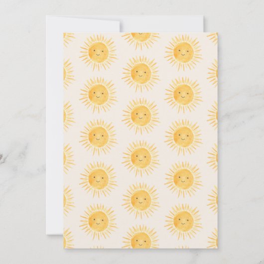太陽をテーマにした双子の赤ちゃんシャワー 招待状 (裏面)