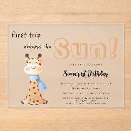 太陽を一周するキリンちゃん 1歳の誕生日 アクリル招待状