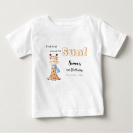 太陽を一周するキリン君 1歳の誕生日 ベビーTシャツ