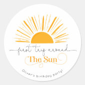 太陽を一周する初めてのお誕生日 男女兼用シンプルデザイン ラウンドシール (正面)