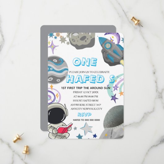 太陽を一周する初めての宇宙飛行士の誕生日パーティー セーブザデート (正面/裏面インサイチュ)