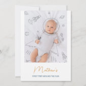 太陽を一周する初めての旅の写真 1歳の誕生日 招待状 (裏面)