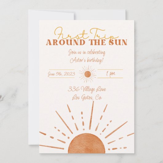 太陽を一周する初めての旅への招待状 招待状 (正面)