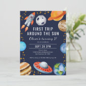 太陽を一周する初めての旅 スペース 1歳の誕生日パーティー 招待状 (スタンド正面)