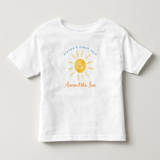 太陽を一周する初めての旅 1歳の誕生日 トドラーTシャツ (正面)