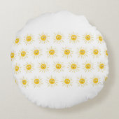 太陽を使ったシームレスなパターン。、ヴィンテージのスケッチ ラウンドクッション (裏面)