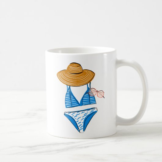 太陽を吸収する – 青い水着2 コーヒーマグカップ (右)