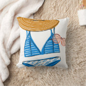 太陽を吸収する – 青い水着 クッション (ブランケット)