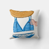 太陽を吸収する – 青い水着 クッション (裏面)