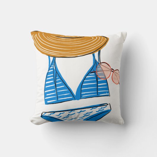 太陽を吸収する – 青い水着 クッション (正面)