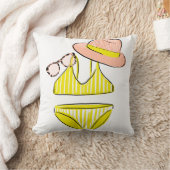 太陽を吸収 – 黄色の水着 クッション (ブランケット)