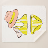 太陽を吸収 – 黄色の水着 シェルパブランケット (正面(横))