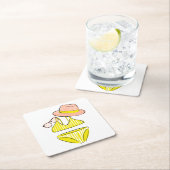 太陽を吸収 – 黄色の水着 スクエアペーパーコースター (インサイチュ)