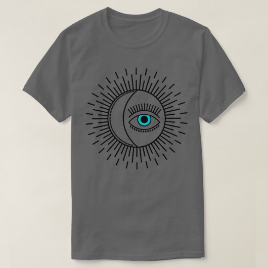 太陽を持つ神秘的な第三または内ターコイズ Tシャツ (デザイン正面)