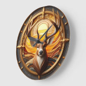 太陽を持つ鹿 ラージ壁時計 (傾斜)
