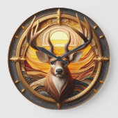 太陽を持つ鹿 ラージ壁時計 (正面)