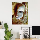 太陽を額に当てた女性/ポスター ポスター (ホームオフィス)