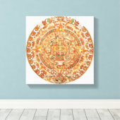 太陽アステカ石イラストレーション キャンバスプリント (インサイチュ (ウッドフロア))