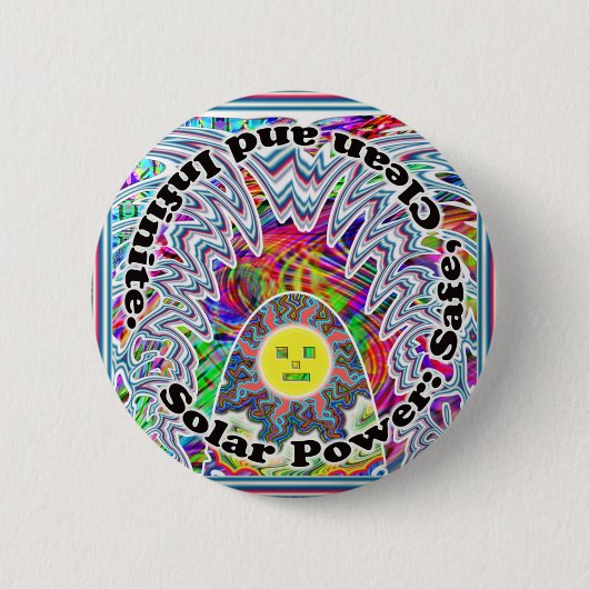 太陽エネルギー: 安全、きれい無限。 ボタン 缶バッジ (正面)
