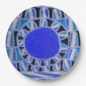 太陽エネル太陽のギーブルーホワイトブラック ペーパープレート (正面)
