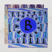 太陽エネル太陽のギーモノグラムアクアブルーブラック抽象芸術 招待状 (正面/裏面)