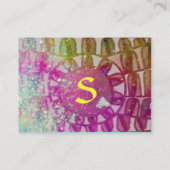 太陽エネル太陽のギーモノグラムピンク明るい赤紫色ブラック 名刺 (裏面)