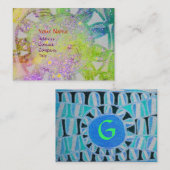 太陽エネル太陽のギーモノグラムブルーパープルグリーン 名刺 (正面/裏面)