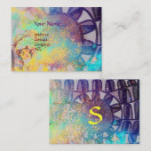 太陽エネル太陽のギーモノグラムブルーピンク明るい赤紫色 名刺 (正面/裏面)