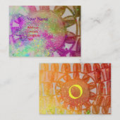 太陽エネル太陽のギーモノグラム黄明るい赤紫色紫 名刺 (正面/裏面)