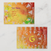 太陽エネル太陽のギーモノグラム黄色オレンジレッド黒 名刺 (正面/裏面)