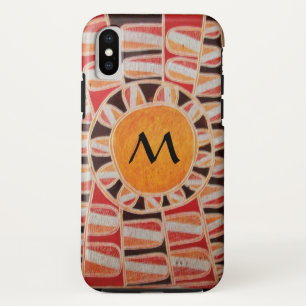 太陽エネル太陽のギーモノグラム黄色オレンジレッド黒 iPhone XSケース