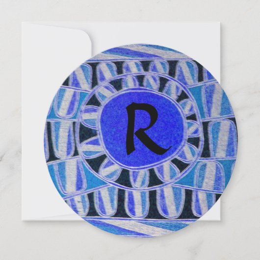 太陽エネル太陽のギー円モノグラム、ブルーブラック 招待状 (正面)