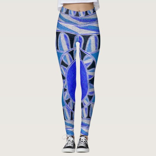 太陽エネル太陽のギー抽象芸術幾何学青 レギンス (正面)