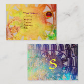 太陽エネル太陽のギー赤ルビーモノグラムイエローブルー 名刺 (正面/裏面)