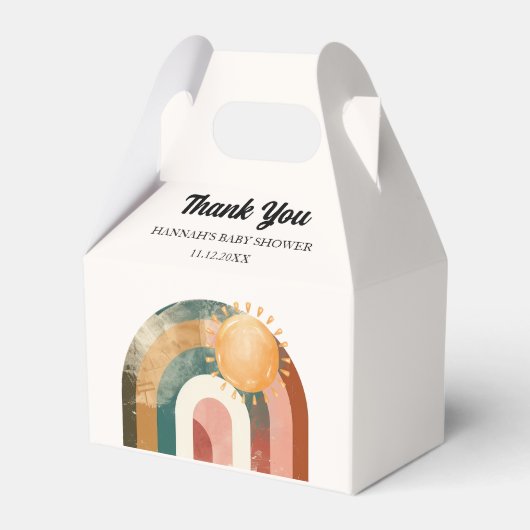 太陽カラフルと虹の赤ちゃんシャワー フェイバーボックス (正面サイド)