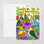 太陽コニュール、コンゴーインコ、クエーカーインコ、カイク、セネガルパロット、ハッピー ポストカード (正面/裏面)