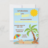 太陽ビーチ誕生日会でおもしろいを食べよう 招待状 (正面)