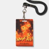 太陽フレアのフラクタルの名前入りの記章 バッジ (Front with Lanyard)