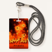 太陽フレアのフラクタルの名前入りの記章 バッジ (正面ランヤード)